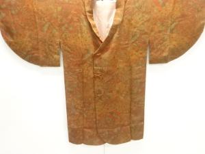 未使用品　縮緬地草花模様ロング道行コート